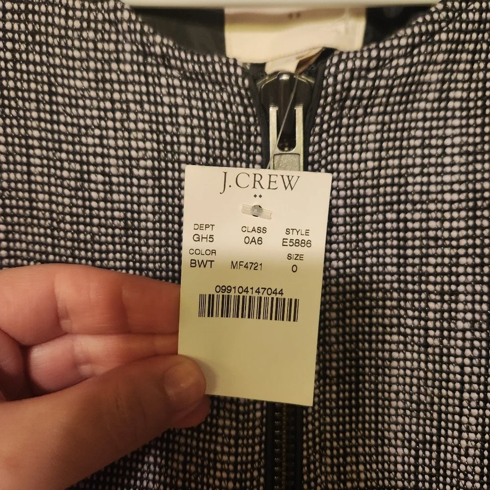 NWT J. Crew Cropped Zipper Blazer Cotton Size 0 Grey